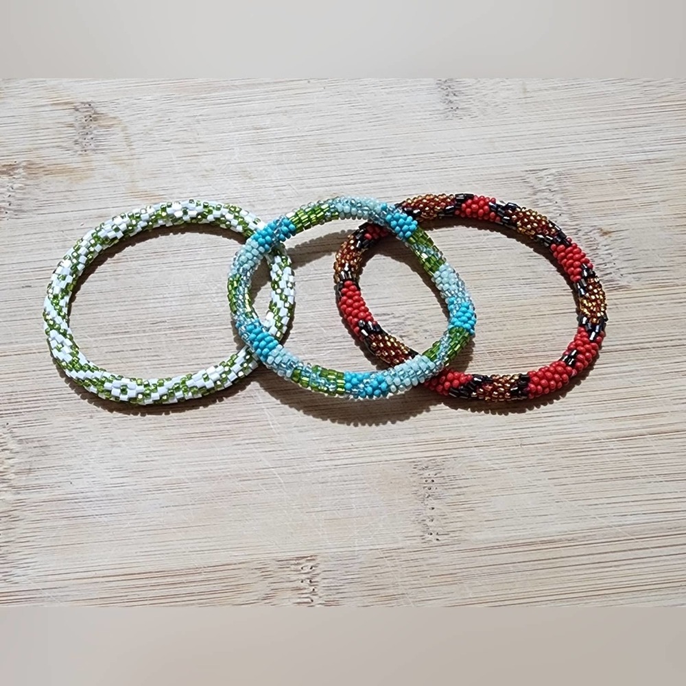 Bundle of boho beaded stretch bracelet